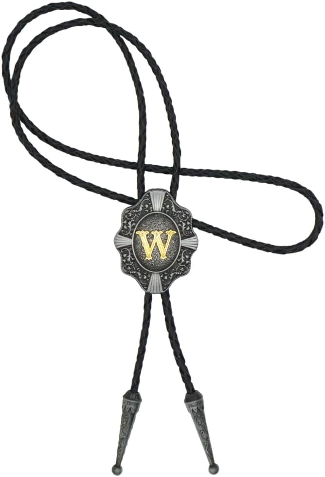 KECOL Western Letter Bolo Tie Cowboy Aalphabet A to Z Neckties Necklace for Men Women - Image 5